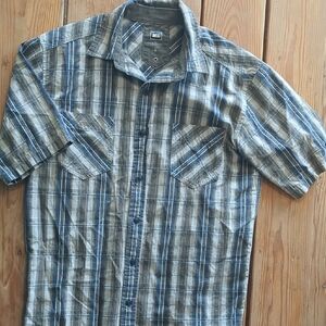 REI Blue and Gray Casual Button Down Shirt
